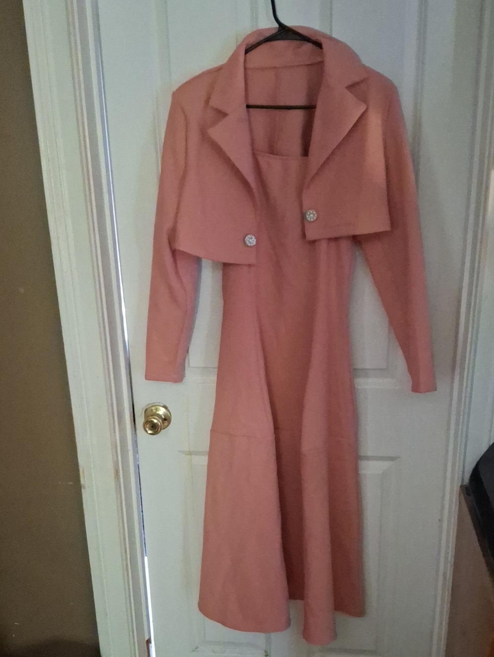 Unk Pink Two-Piece Long Sleeve Dress with Cropped Jacket